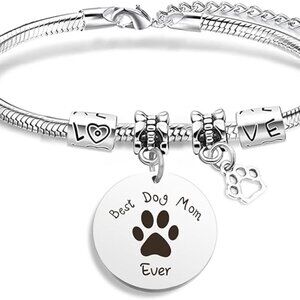 Best Dog Mom‎ Ever Charm Bracelet So Cute !! Brand New